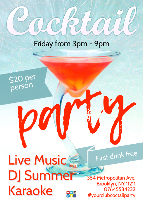 Cocktail Party Invitation Template Postermywall