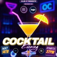 Lila Cocktail Evening Event Publicação no Instagram Template