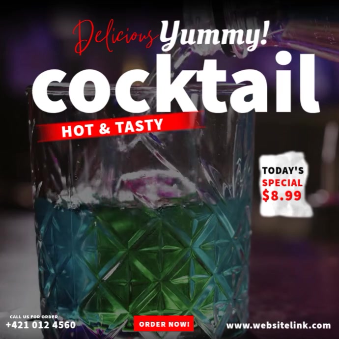 Cocktail Party Video Red Template | PosterMyWall