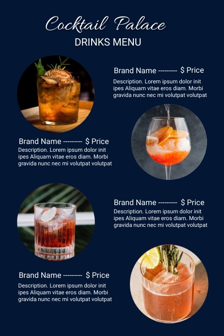 Example Personalised Cocktail Menu Specialty Cocktail Menus Premium Vector | Drink And Cocktail Menu