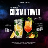 Cocktail Tower Menu Ads Instagram Post template