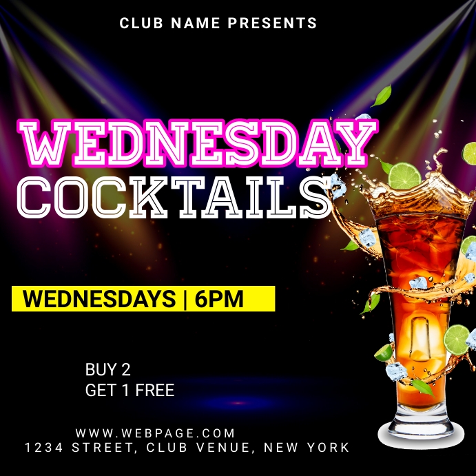 cocktails, bar, happy hour Template PosterMyWall