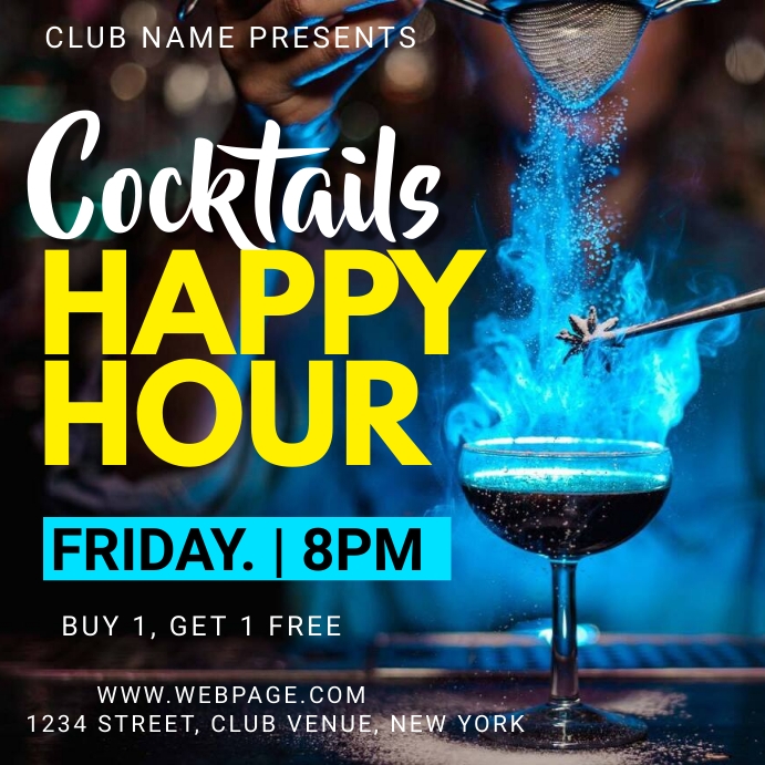 Cocktails, Happy Hour, Menu Template PosterMyWall