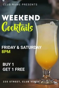 Cocktails, Happy Hour, Menu Tumblr Graphic template