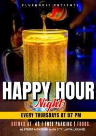 cocktails ,happy hour ,bar flyers A6 template