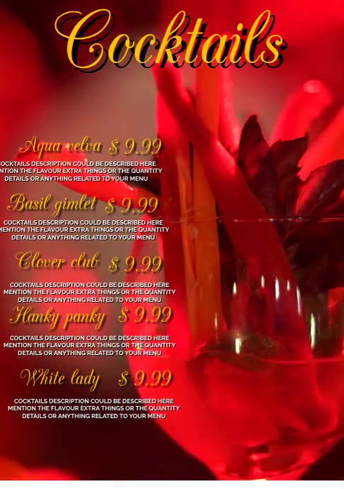 Cocktails menu video promotion flyer Template | PosterMyWall