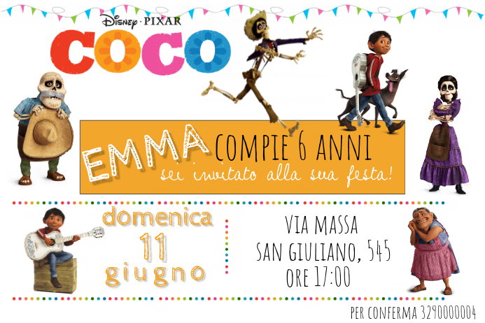 Coco Birthday Invitation Cartaz template