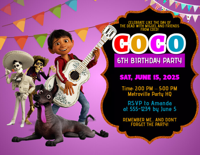 Copy of Coco Birthday Invitation Template | PosterMyWall
