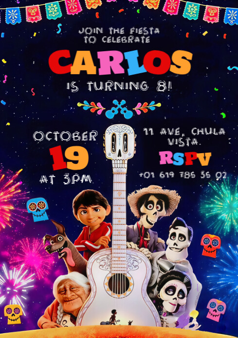 Coco invitation A4 template