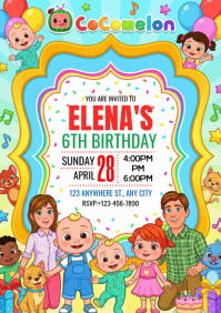 Coco Melon Birthday A4 template