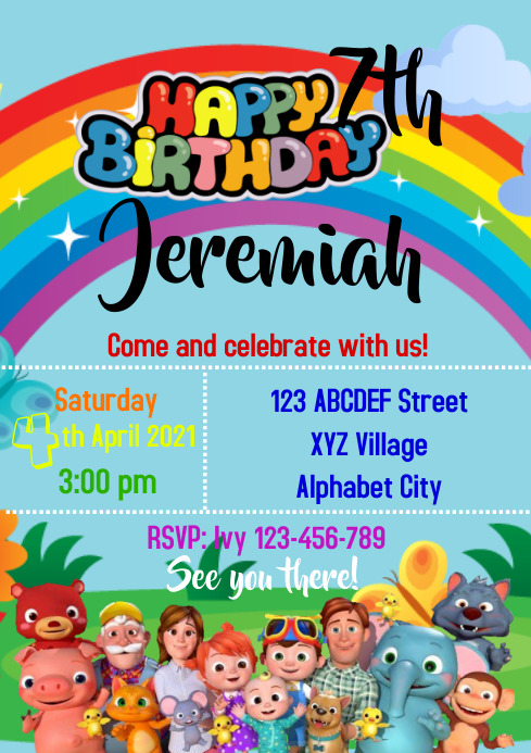 Cocomelon Birthday Invitation 3 Template | PosterMyWall