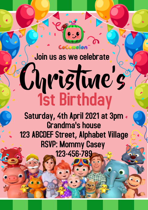 Cocomelon Birthday Invitation 4 Template | PosterMyWall