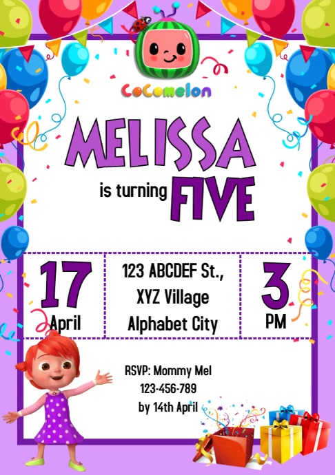 Copy of Cocomelon Birthday Invitation | PosterMyWall