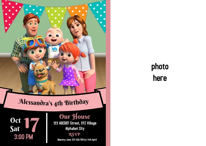 Copy of Cocomelon Birthday Invitation | PosterMyWall