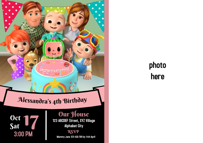Copy of Cocomelon Birthday Invitation | PosterMyWall