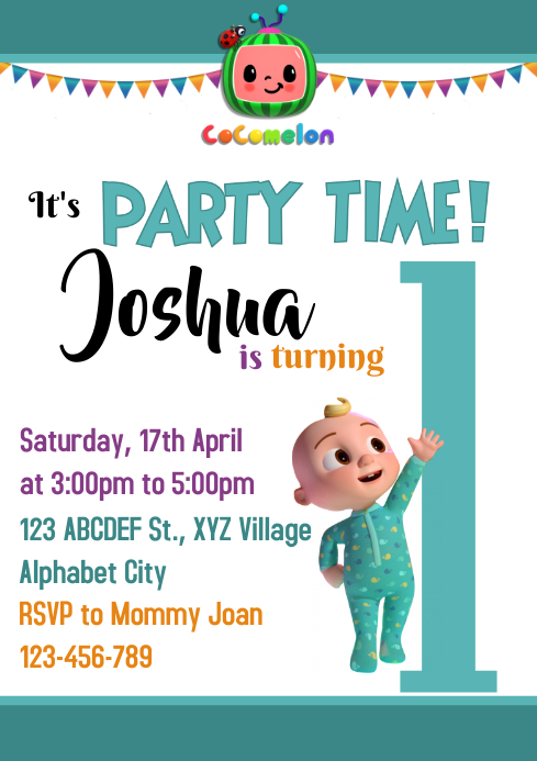 Copy of Cocomelon Birthday Invitation | PosterMyWall