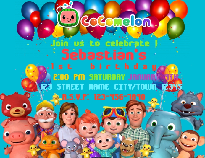 Copy of COCOMELON BIRTHDAY INVITATION | PosterMyWall