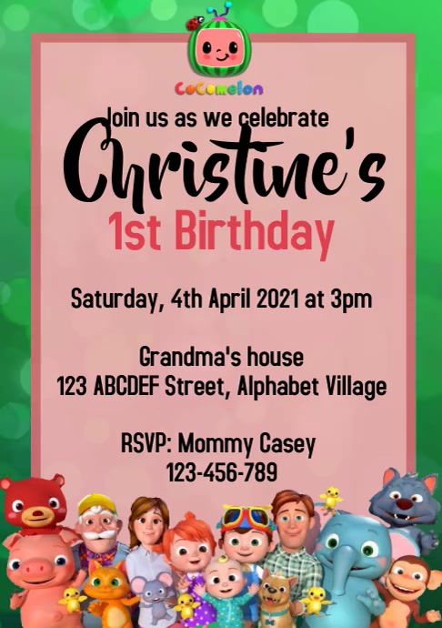 Copy of Cocomelon Birthday Invitation Video 3 | PosterMyWall