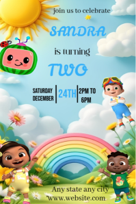 Blue Children's Birthday Party Ihluzo le-Pinterest Template