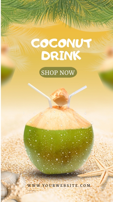 coconut drink, summer drink, happy summer Instagram Story template