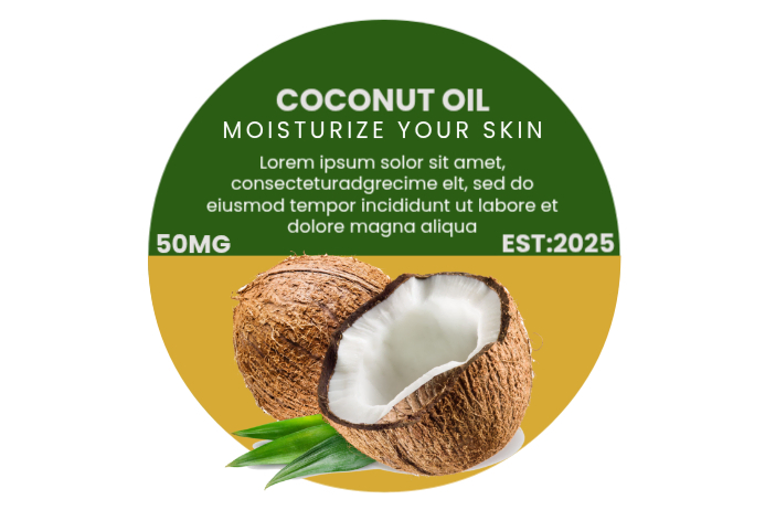 Yellow Coconut Oil Label Labels Template | PosterMyWall
