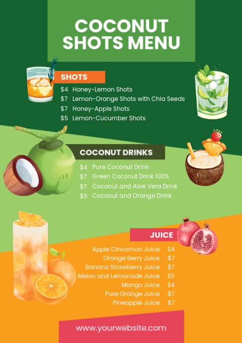 Coconut Shots Menu Template | PosterMyWall
