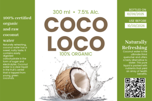 Coconut water bottle label design 标签 template