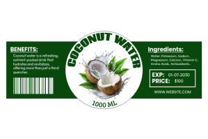 Coconut Water Label design Étiquette template
