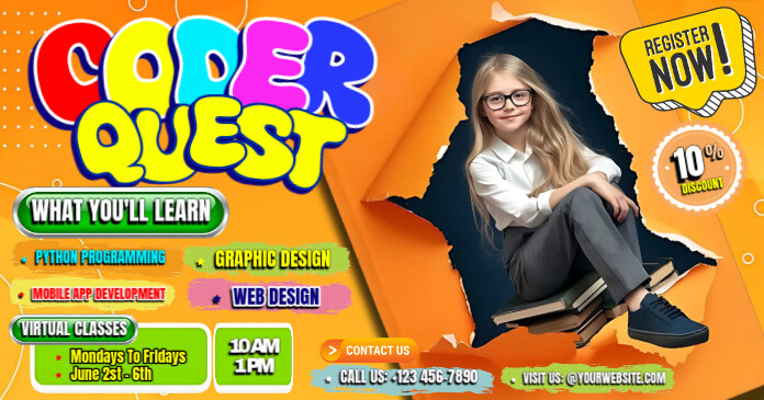 Code Quest Posters Coder Quest: Learn to Code Template | PosterMyWall