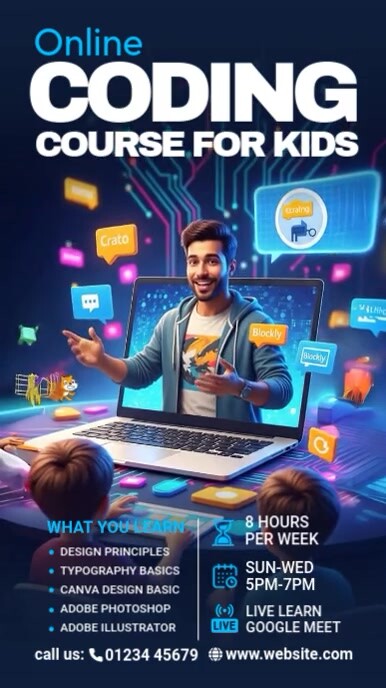 CODING CLASS FOR KIDS Template | PosterMyWall