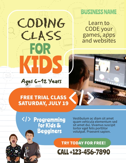 Coding Classes for Kids Flyer Template | PosterMyWall