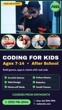 Purple Coding for Kids Instagram Story Template