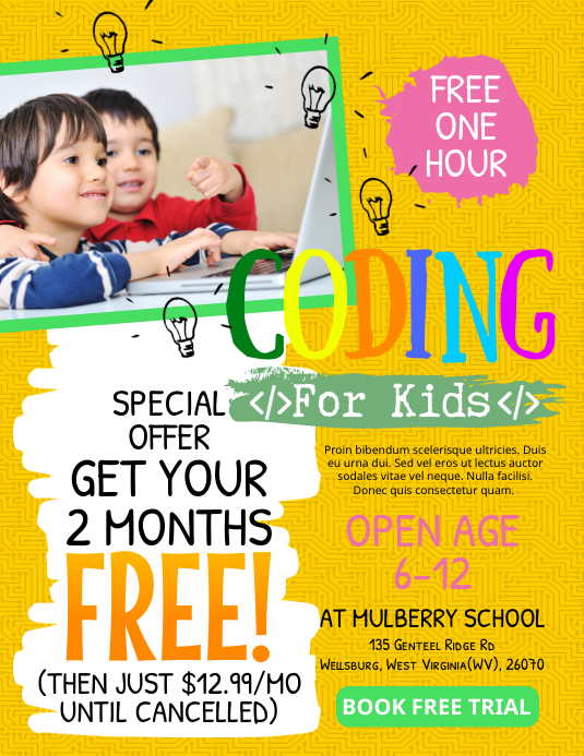 Coding For Kids Flyer Template | PosterMyWall