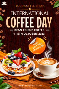 Czarny International Coffee Day Promotion Grafik Tumblr Template
