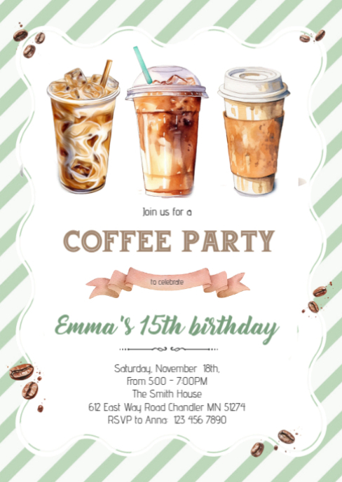 Coffee Rave Invite Coffee Birthday party Invitation Template | PosterMyWall