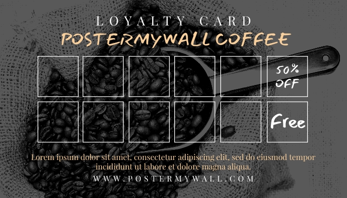 Coffee Cafe Loyalty Card Design Template Wizytówka