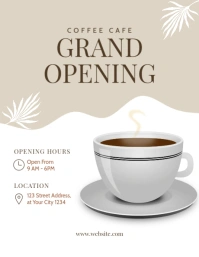 Coffee Cafe Restaurant Grand Opening Pamflet (Letter AS) template