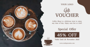 White Coffee Shop Gift Voucher Facebook Shared Image Template