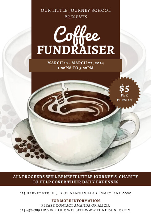 Event Program Coffee Design Coffee Fundraiser Template | PosterMyWall