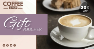 White Coffee Shop Gift Voucher Facebook Shared Image Template