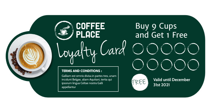 coffee loyalty card template advertisement Obraz udostępniany na Facebooku