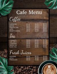 Coffee menu, menu, cafe menu Flyer (US Letter) template