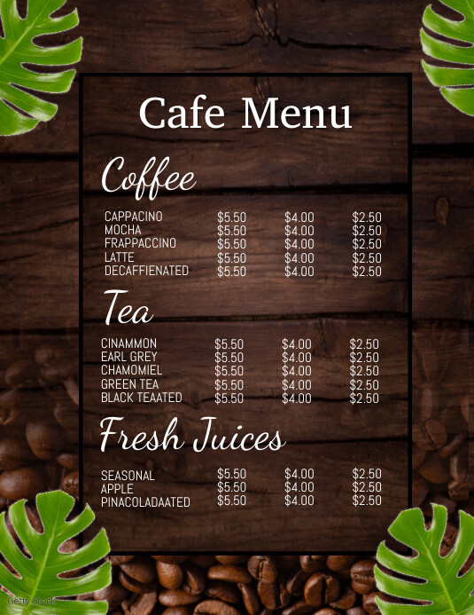 Coffee menu, menu, cafe menu Template | PosterMyWall