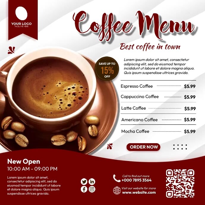 Coffee Menu Ads Iphosti le-Instagram template