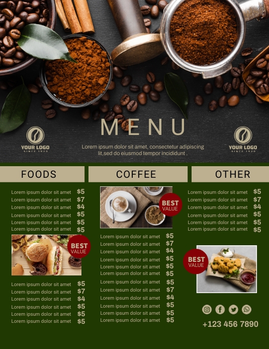 Coffee Menu Ads 传单(美国信函) template