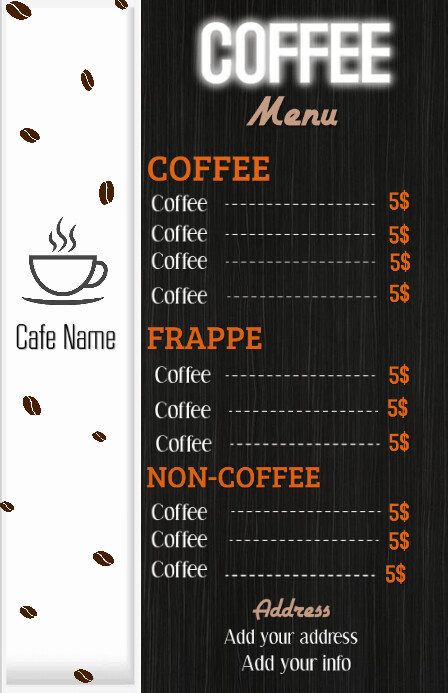 Buy Menu Coffee Menu card Template | PosterMyWall