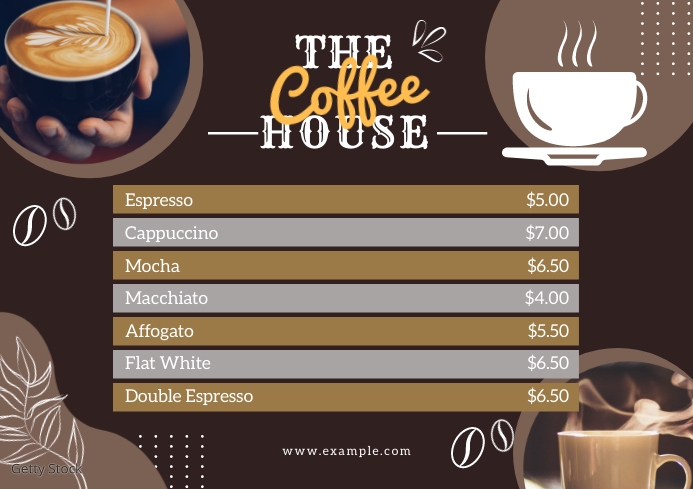 Buy Menu Coffee menu card Template | PosterMyWall