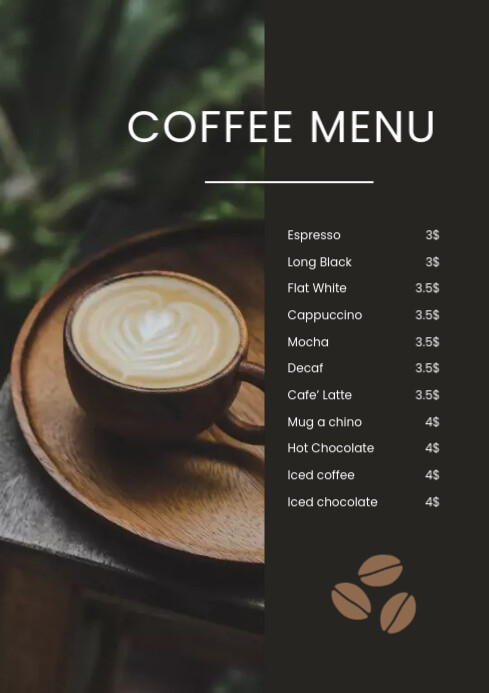 coffee menu A4 template