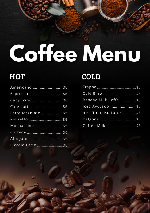 Coffee Base Menu coffee menu Template | PosterMyWall