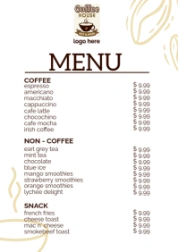 COFFEE MENU A2 template